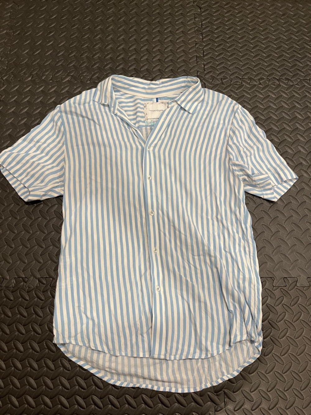 Denim & Flower Light Blue & White Vertical Stripe Short Sleeve Shirt